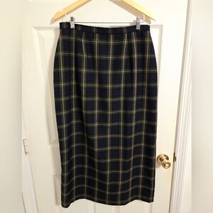 Blue And Green Plaid Women's Long Skirt Michele Size 14 Y2K
